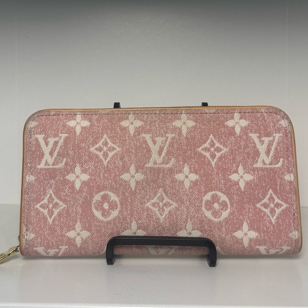 Pink Louis Vuitton Zippy Wallet Monogram Jacquard Denim